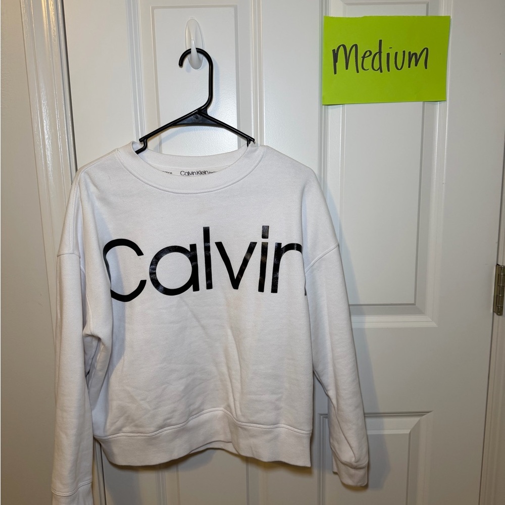 Calvin Klein White Sweatshirt with Black Logo
